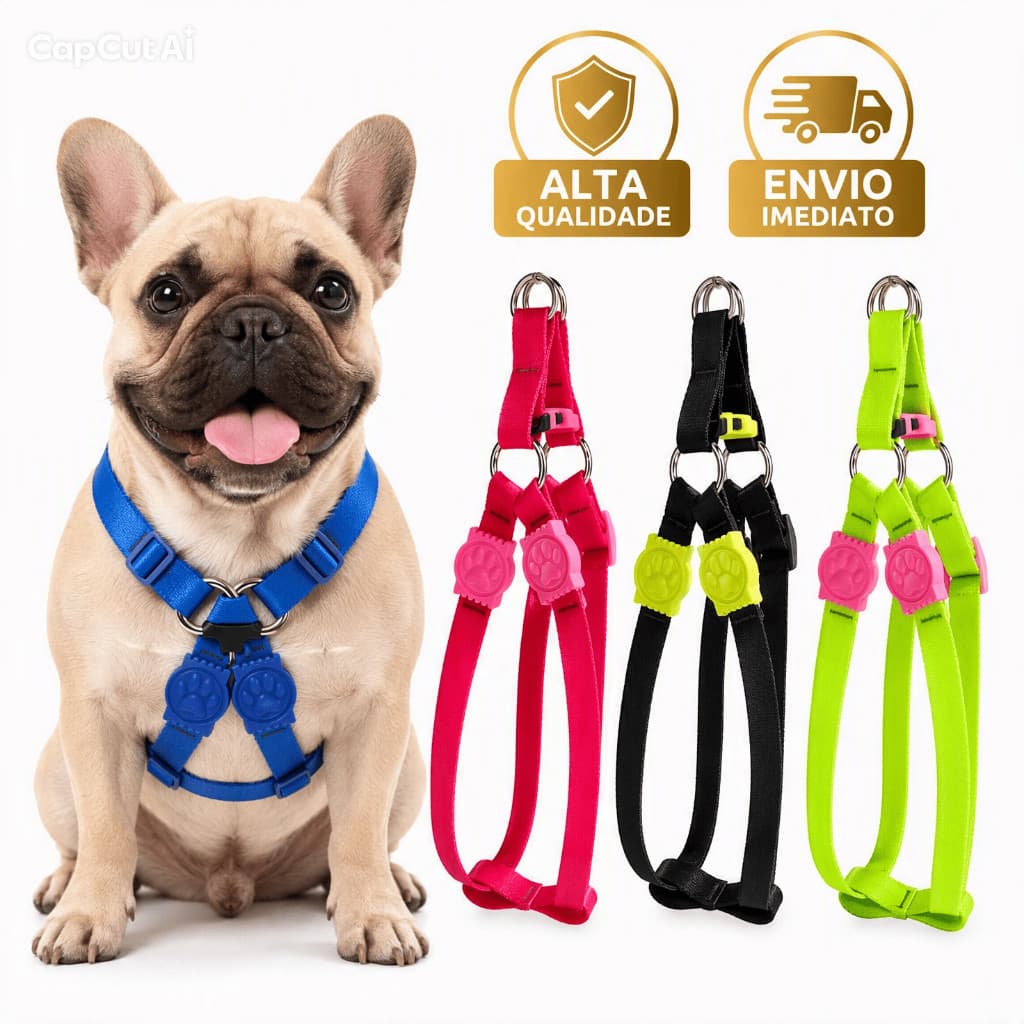Peitoral para Cachorro com Guia Ajustável e Reforçada | Confortável e Resistente para Passeios