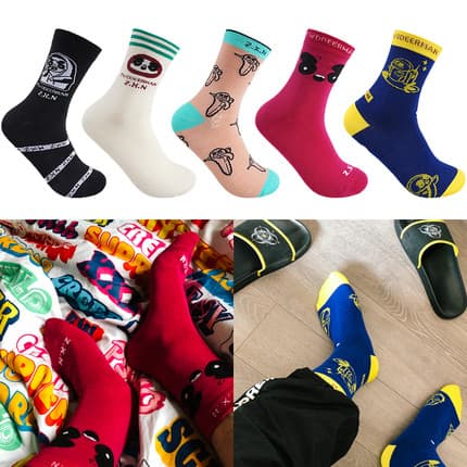 ZXN twodeerman Loach Masculino Feminino Puro Algodão Mid-tube Meias Finas Street Wear Meias Esportivas de Cano Alto Meia