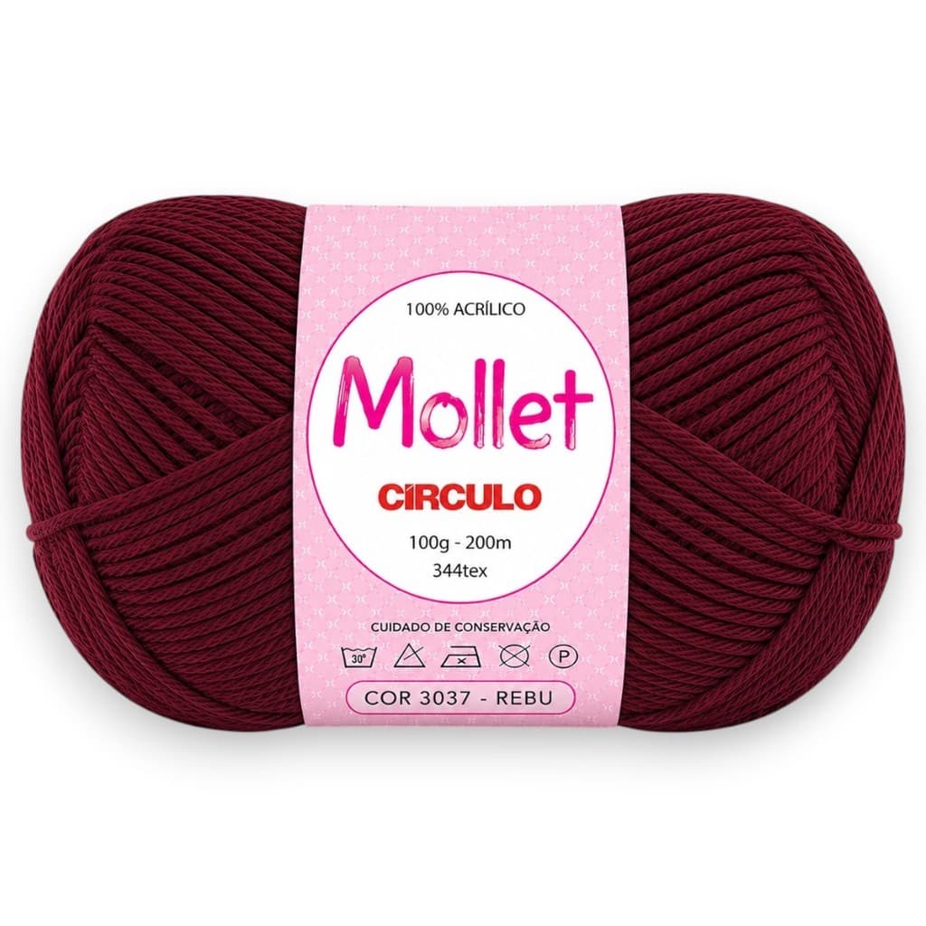 Fio Mollet Círculo 100g 200m Cor 3037 Rebu para Tricô, Crochê e Artesanato