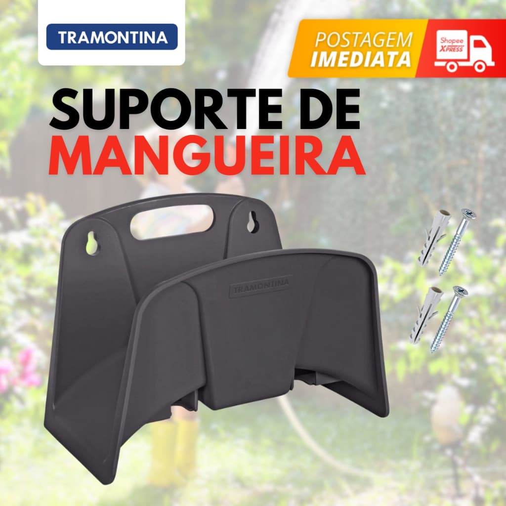 Suporte Enrolador Fixo Plástico Mangueira Jardim Parede Tramontina Alta Resistencia Com parafusos