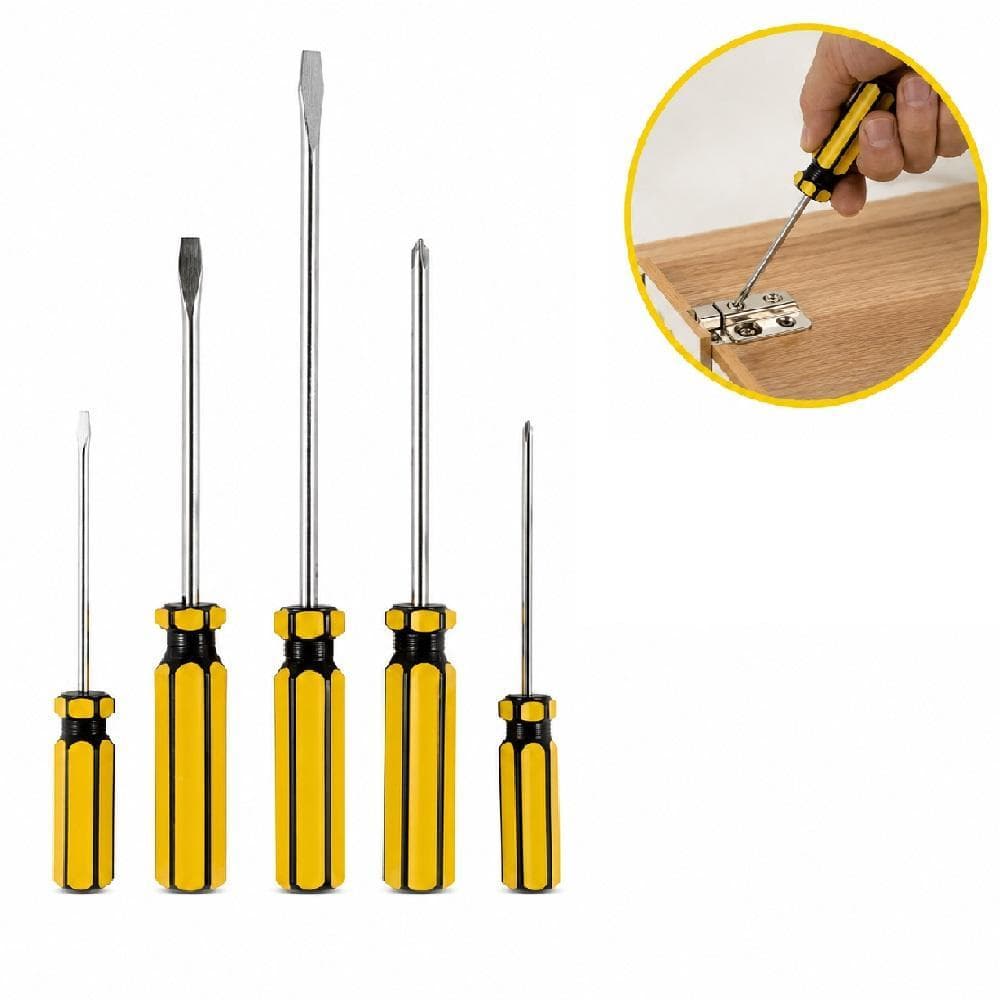 JOGO CHAVE DE FENDA PHILIPS KIT 5 PECAS AÇO ELETRICISTA FERRAMENTA MULTIUSO REPAROS MANUTENCAO OFICINA PROFISSIONAL