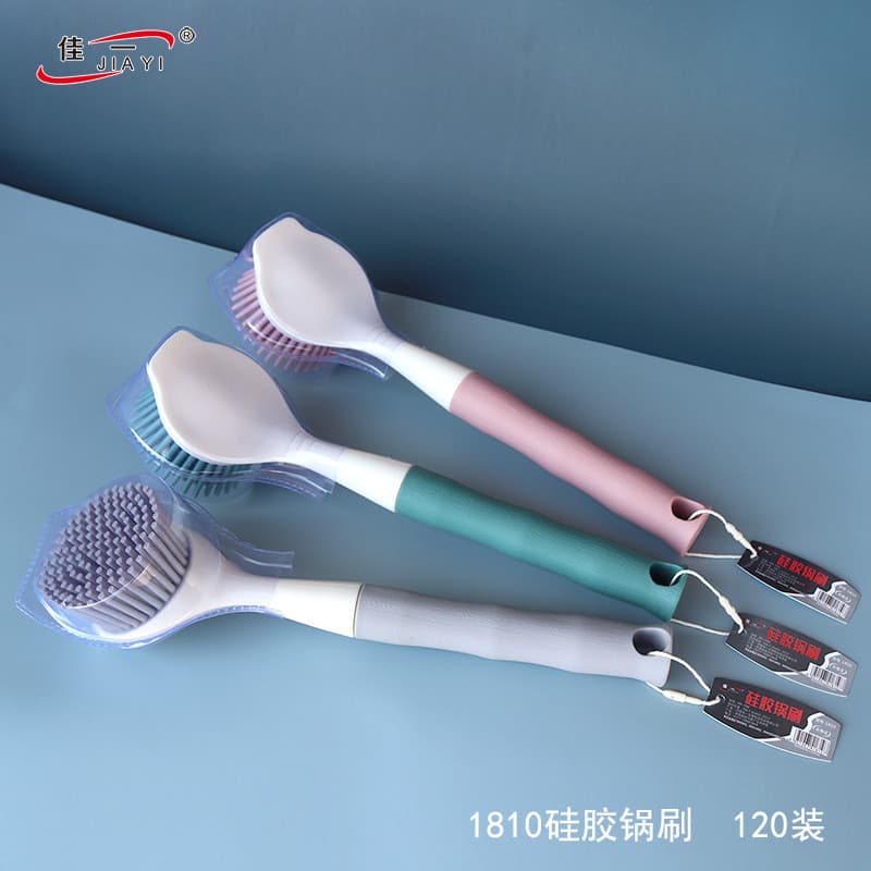 Jiayi 1810 escova de pote de Silicone Linyi uso diário loja de departamentos plástico alça longa escova de pote limpar p