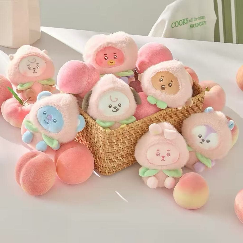 BT21 BTS Pêssego Chaveiro de Pelúcia Pingente de Bolsa de Pelúcia