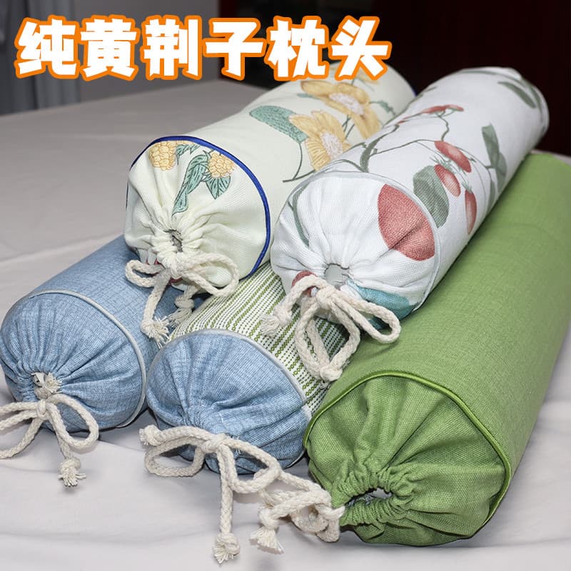 Travesseiro Puro Huangjingzi Travesseiro para Coluna Cervical Travesseiro Redondo Cilíndrico Travesseiro para Coluna Cer