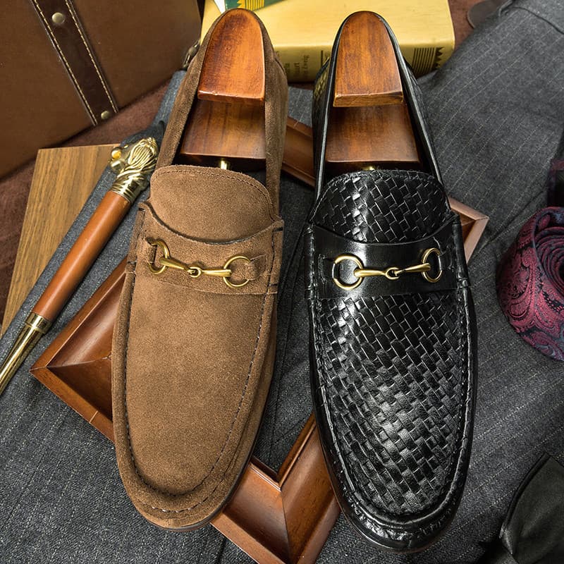 Mocassins masculinos de couro genuíno respirável de um Pedal camurça fosca sapatos masculinos 2026 novo estilo Horsebit