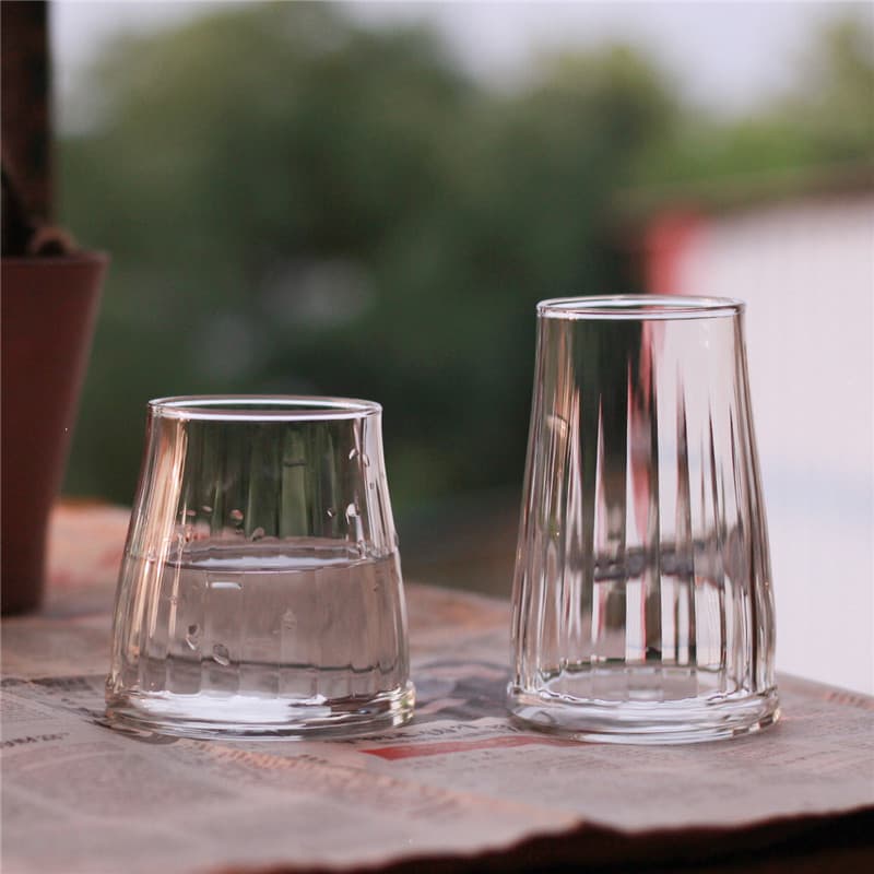 Copo Fuji de vidro listrado com arco francês Copo de café gelado Copo de água