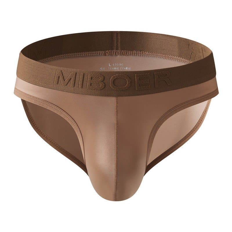 Roupa íntima masculina de seda gelada, cuecas masculinas, biquíni masculino, roupa íntima com bolsa protuberante, linger