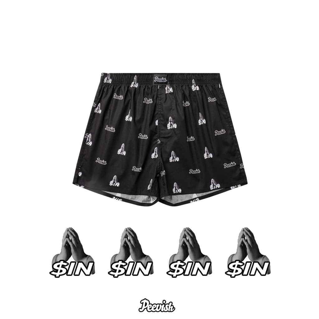 PEEVISH PEEVISH Calças de seta de algodão puro Roupa íntima solta Calças masculinas Calças de pijama curtas para casa fe