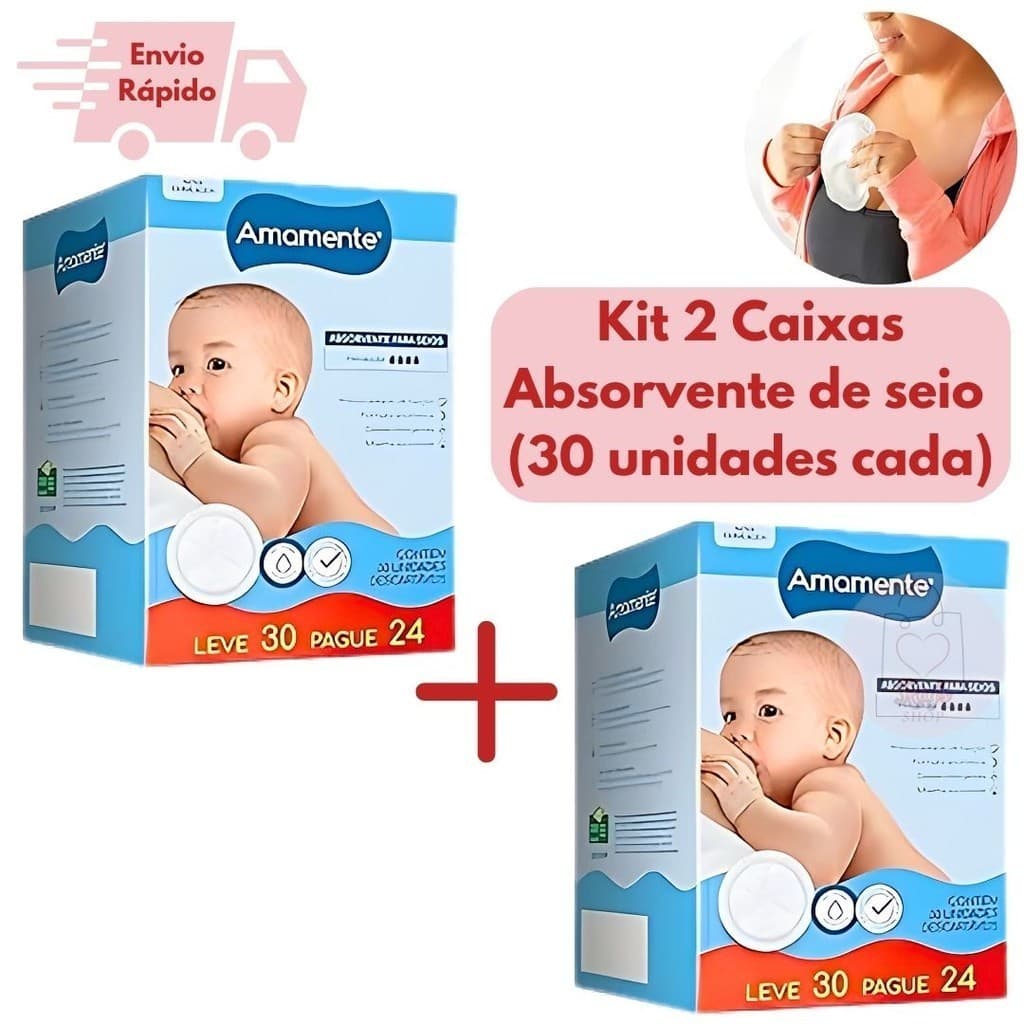 Kit 2 Absorventes Para Seios Amamente Semina 30 Unidades Cada Caixa