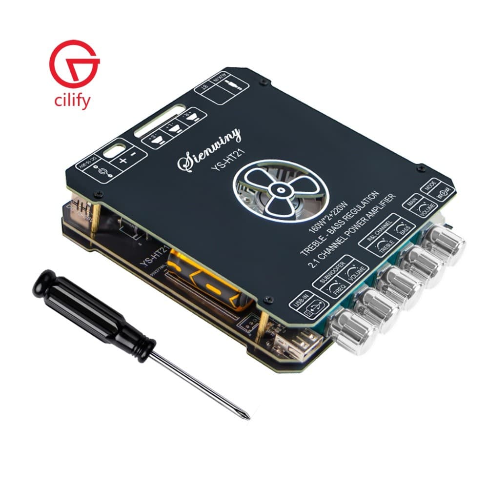 YS-HT21 Placa Amplificadora De 2.1 Canais Atualizada 2x160W + 220W Subwoofer Sem Fio AUX USB