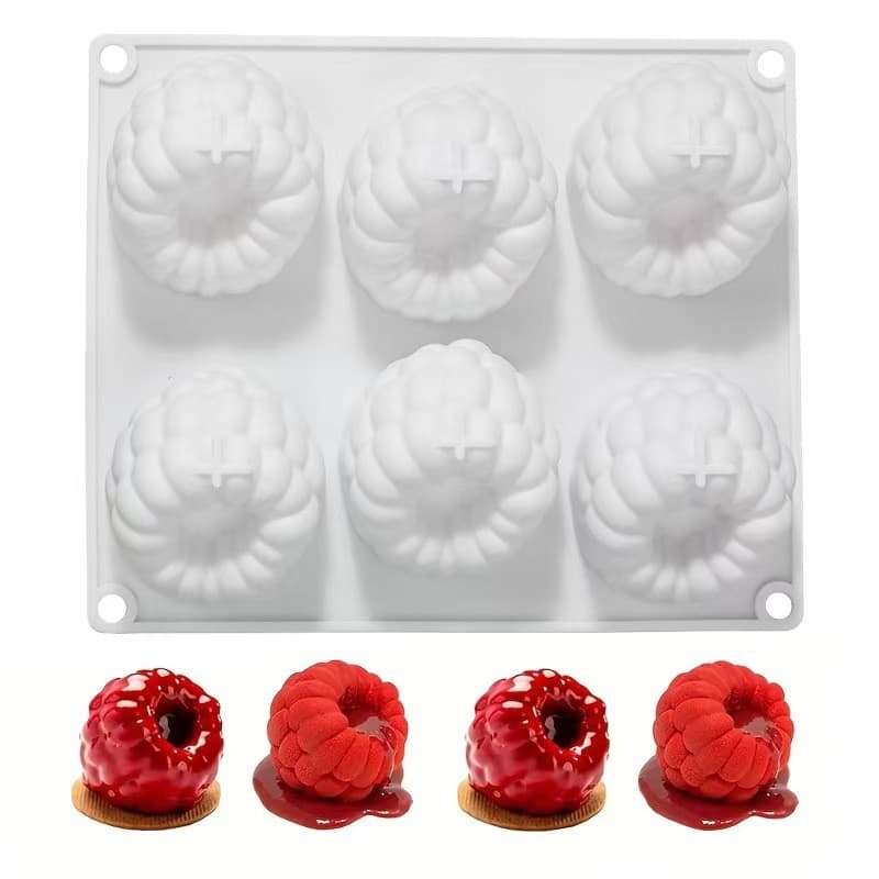 Forma de silicone para mousse de framboesa, mirtilo e banana (6 peças), forma de silicone para fondant de chocolate com