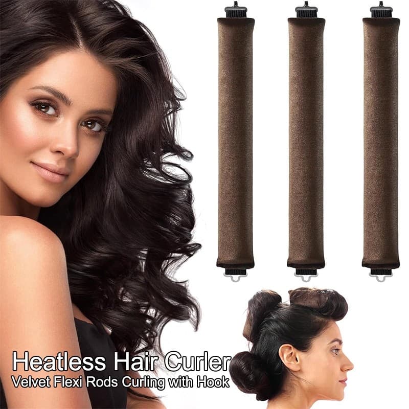 Hastes Flexíveis Sem Calor Com Gancho-De Ondulação Para Todos Os Tipos De Cabelo-Cachos Fáceis Danos Durante A Noite