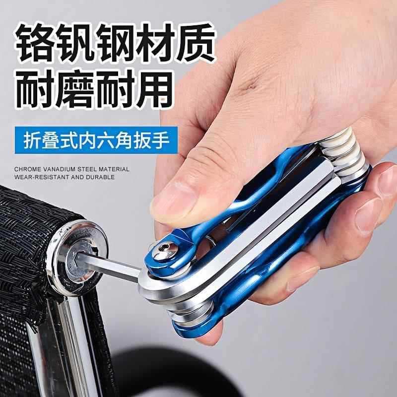 Conjunto de ferramentas de chave Allen dobrável portátil Chave de fenda Torx de polegada métrica Chave Allen de 6 ângulo