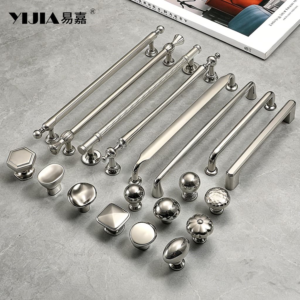 Puxador de porta de luxo leve em estilo francês, em prata de titânio, puxador simples de liga de titânio-zinco para apar