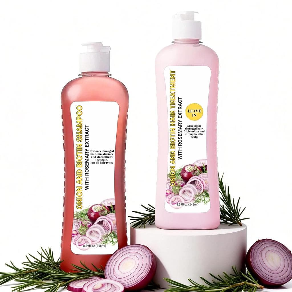 Conjunto de 2 Peças de Shampoo e Condicionador de Cebola, Biotina e Alecrim - Shampoo de Cebola, Fortalece as Raízes, Au