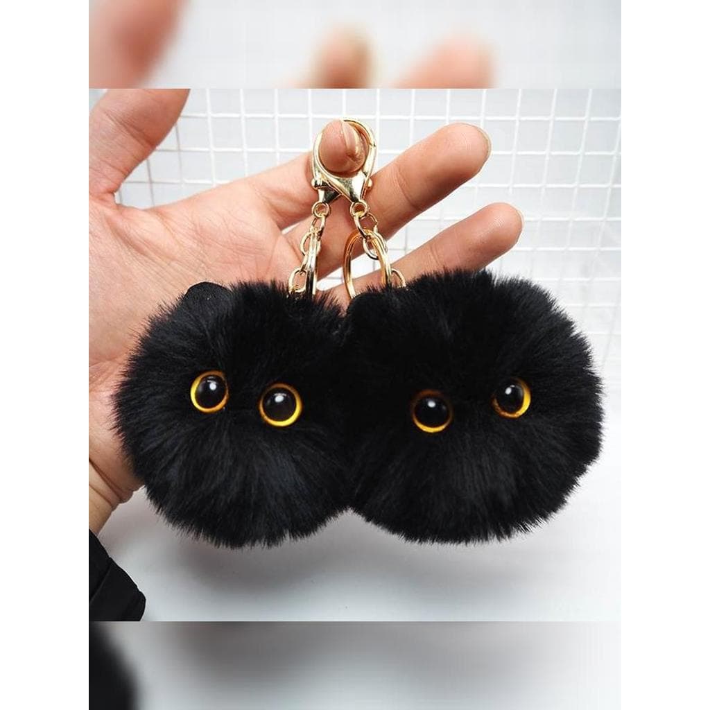 Blush gato bola montanha preto briquetes gato gato artesanal boneca de pelúcia chaveiro pingente menina coração saco de