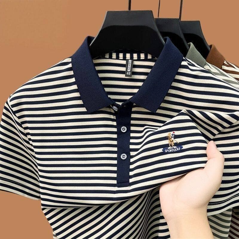 Camisa polo masculina de manga curta com lapela de verão, nova camisa Casual de negócios, cor sólida, respirável, camisa