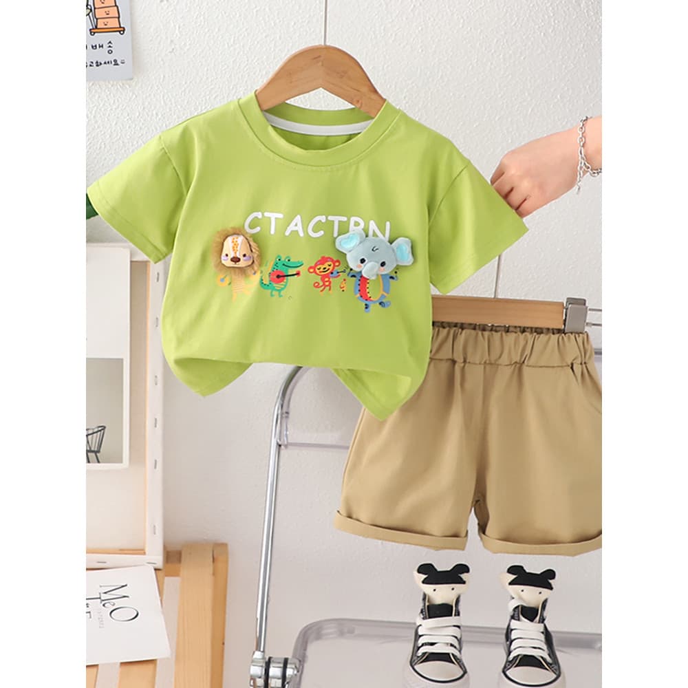 Bebê de um ano de idade verão estilo ocidental terno Casual meninos crianças verão roupas dos desenhos animados do bebê