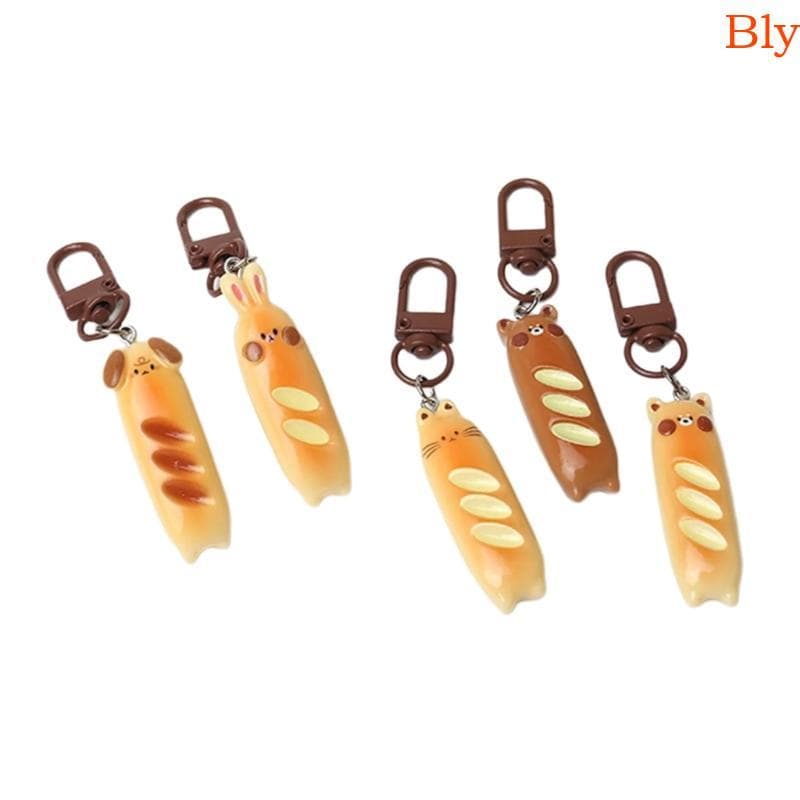 Bly Elegante Cão E Pão Francês Porta-Chaves Resina Trabalhada Saco Ornamentos Chaveiro Pingente Para Crianças Adultos