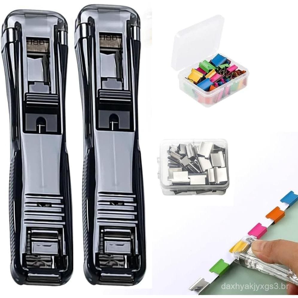Dispensador portátil de clipes de papel de 2 peças, dispensador de clipes de papel portátil |   Empurrador de papéis com