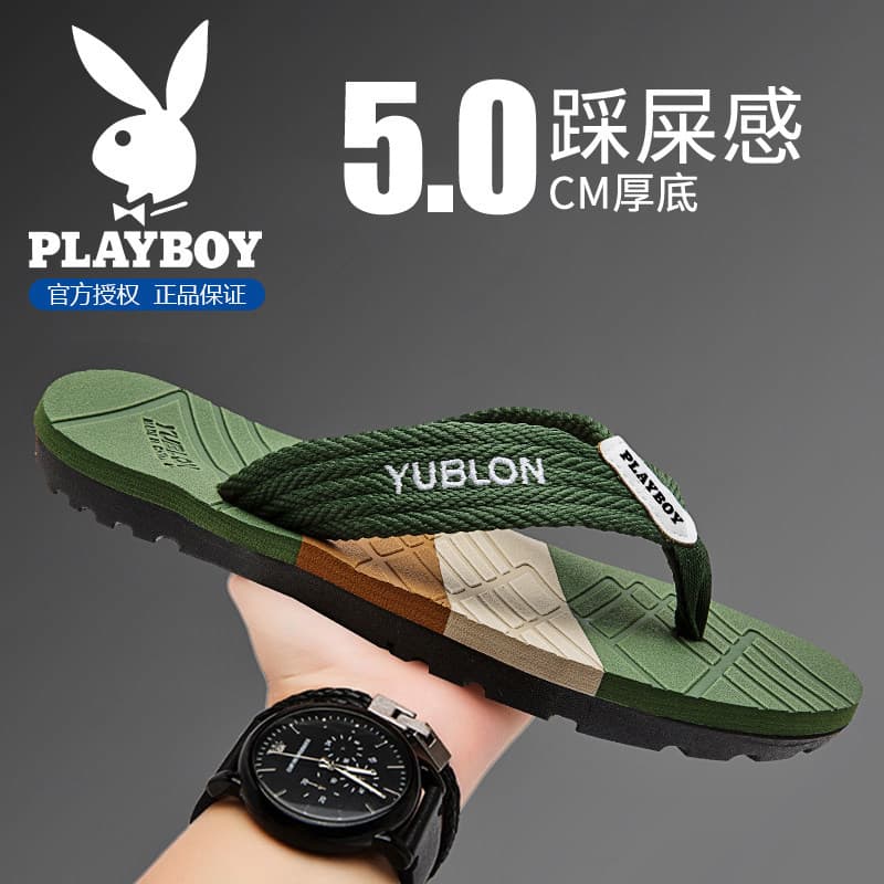 Playboy chinelos masculinos 2026 novo estilo verão estilo masculino merda chinelos Upstream Wading Anti @-