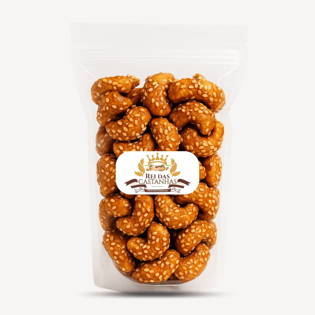 Castanha de Caju Caramelizada com Mel e Gergelim 500G/1KG [COM ATM] - Indústria Rei Das Castanhas