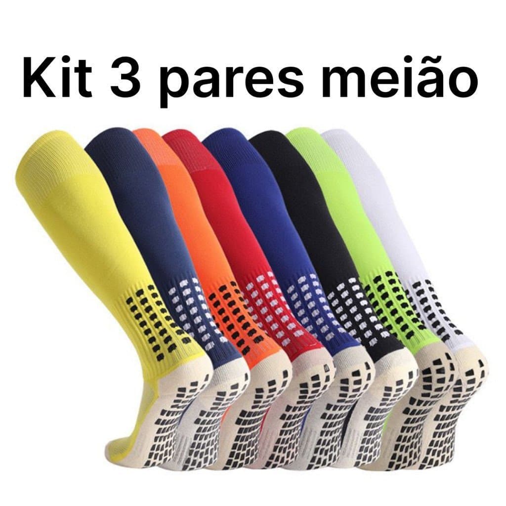 Kit 3 Meião De Futebol Masculino Longas Toalha De Fundo Antiderrapante Esportivas MDL09