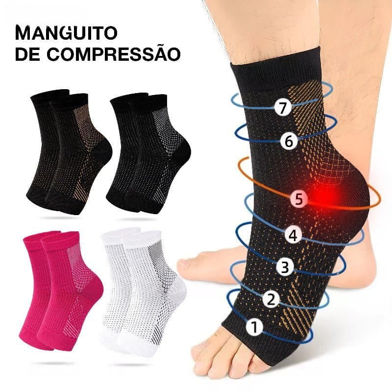 Kit 5 Meia Alta Compressão Veias Varicosas Prevenção Proteção do Tornozelo Meias Esportivas Unissex