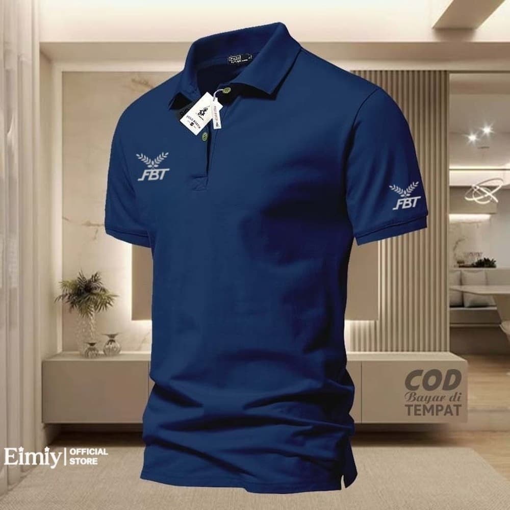 Camisa Polo masculina FBT, Design simples, cor sólida, adequada para ocasiões de negócios, fácil de usar, impressa com l