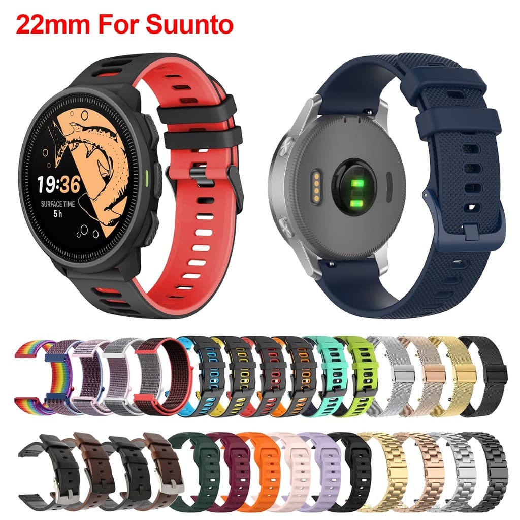 Pulseira De Relógio De Substituição Universal Tom Duplo Silicone Ponto Padrão Tecido De Nylon 22 Mm Para Suunto