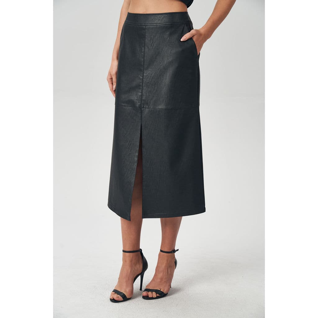 Saia Midi PU Feminina Acostamento