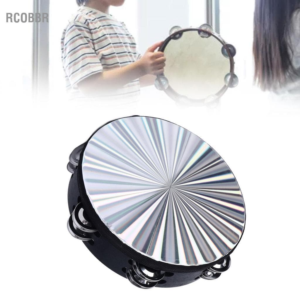 Rcobbr Pandeiro Aumotop para crianças, jingles de percussão portáteis de 8 polegadas, duráveis, apresentações perfeitas