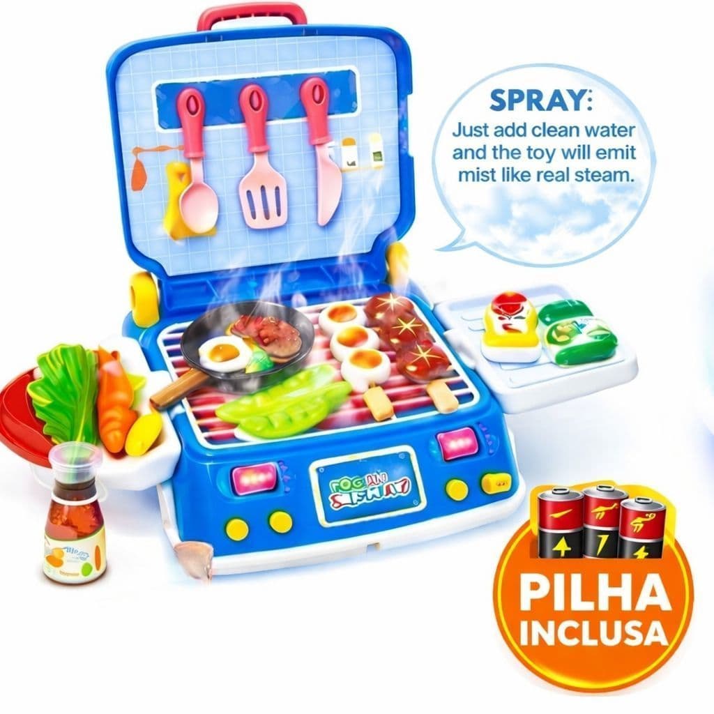 Cozinha Infantil Little Chef Portátil com Luz, Spray Vapor e Pilhas Inclusas