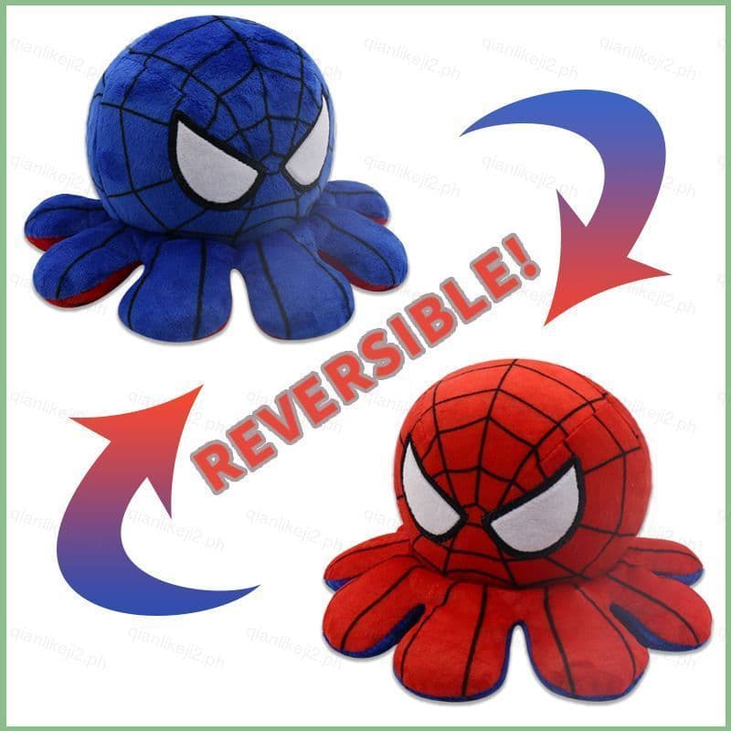 QL2 Dupla Face Tiktok Cor Reversível Flip Bonecos De Polvo De Pelúcia Os Vingadores Homem-Aranha De Ferro Batman