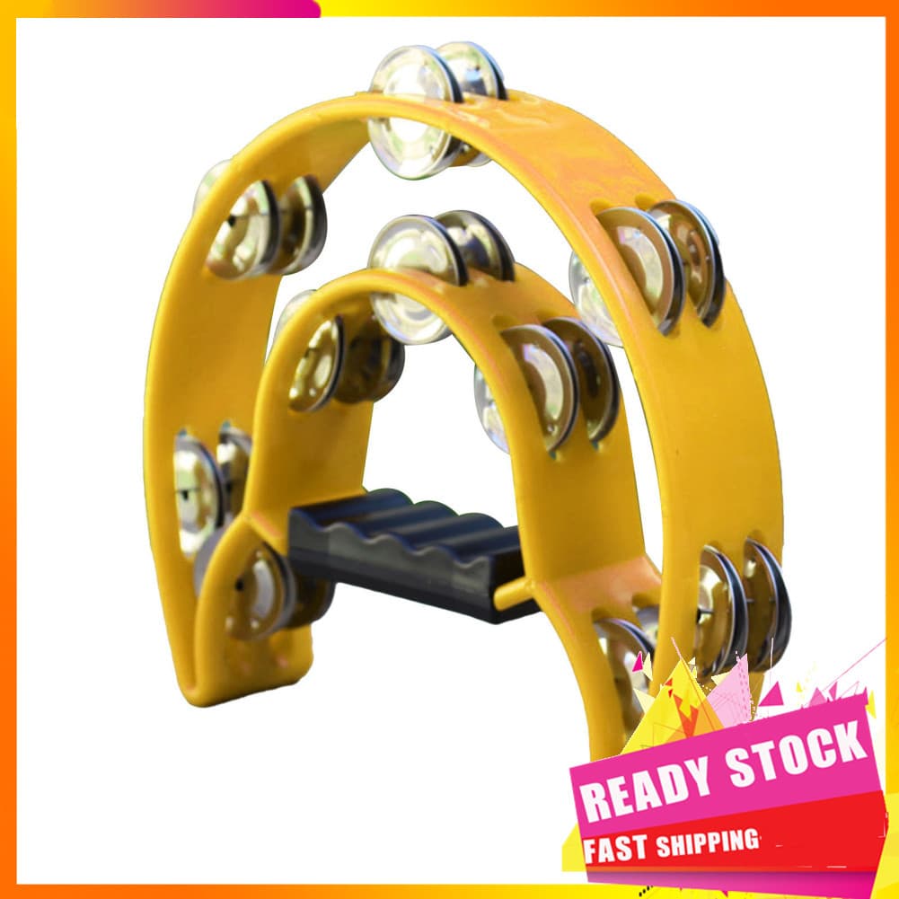 gfgfgfgg Pandeiro de percussão durável multifuncional portátil design de alça musical para concertos (amarelo)