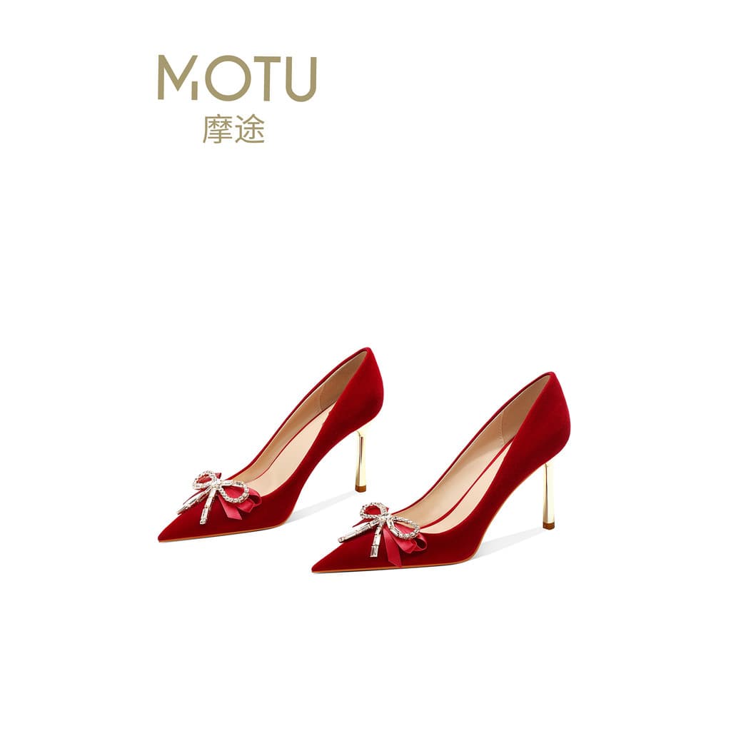 Xiuhe roupas sapatos de casamento feminino torrada de noivado vermelho casamento chinês não cansado fino veludo salto al