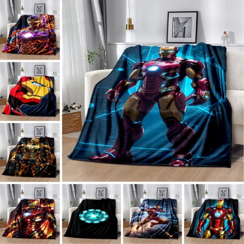 Cobertor Personalizado De Tamanho Grande , Homem De Ferro , Super-Herói Da Marvel , De Lã Macio , Presente Para Família