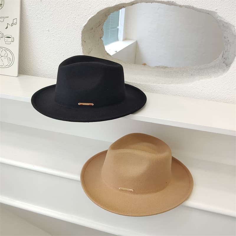 Europeu americano simples masculino feminino All-Match branco imitação de lã Jazz chapéu britânico Retro cavalheiro chap