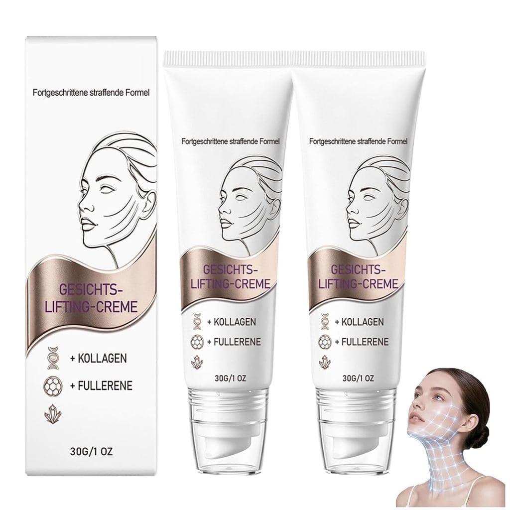 2 Peças Creme Facial de Colágeno e Fullerene, Firmador e Lifting para Rugas e Flacidez, Hidratação Profunda, Suaviza Lin
