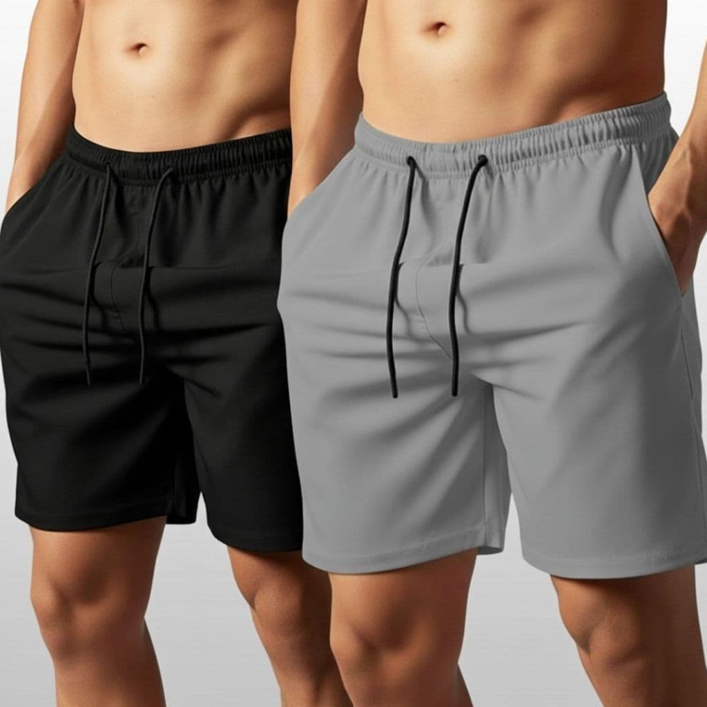 Kit 2 Short Mauricinho Masculino Tactel Grosso Bermuda Lisa Masculina Shorts de Elástico Leve Academia Praia