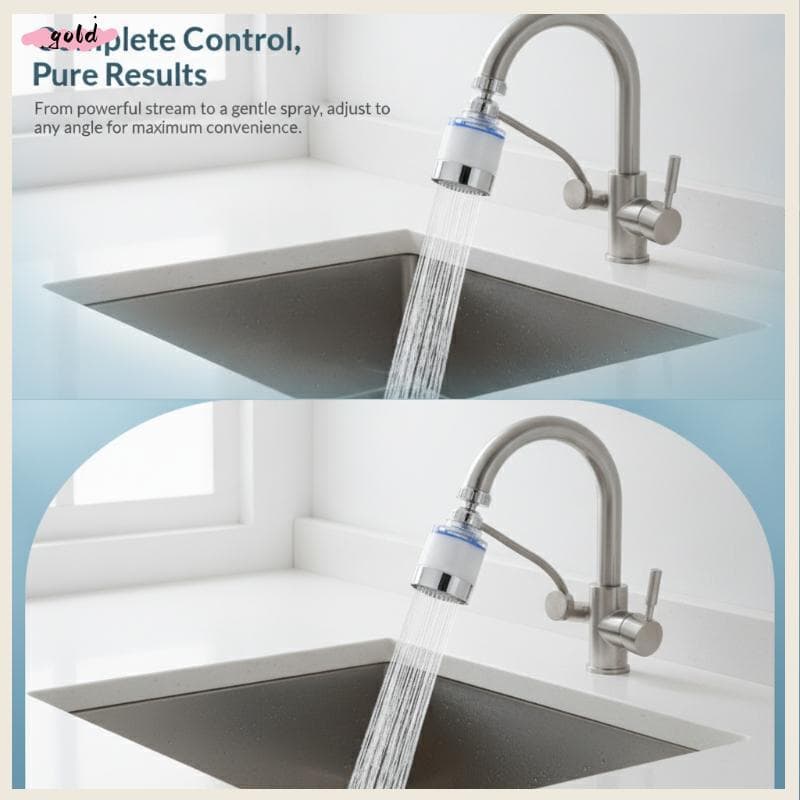 Ouro Universal 360 Rotativo Purificador De Água Filtro Torneira Alta Eficiência Remove Impurezas Para Cozinha Banheiro C