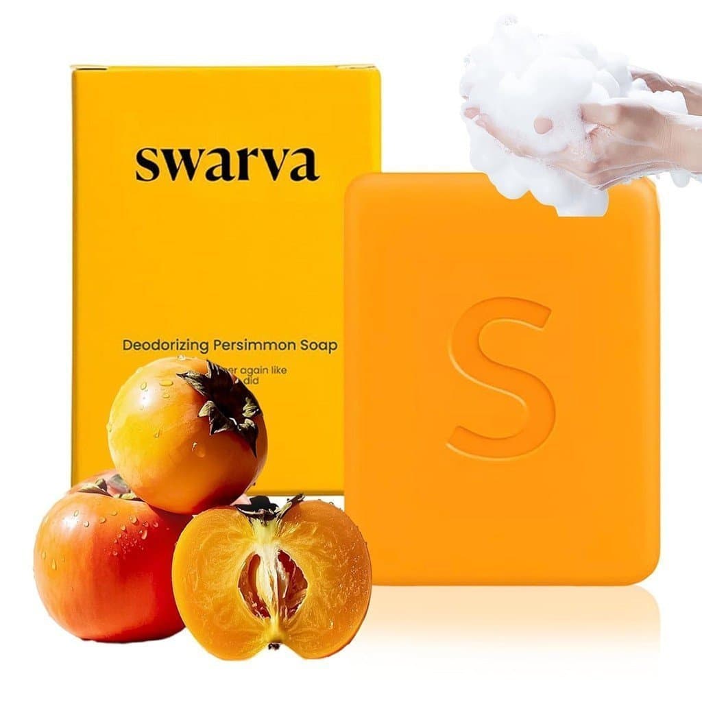 Sabonete de Caqui Swarva (adequado para idosos), sabonete de caqui japonês, sabonete de limpeza corporal e facial para m
