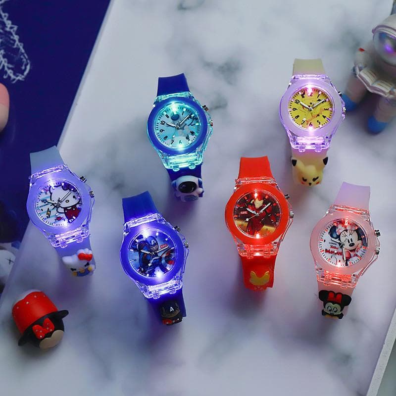 Novo Relógio Infantil Com Padrão De Desenho Animado , Pulseira De Silicone Brilhante , Favorito Para Meninos E Meninas