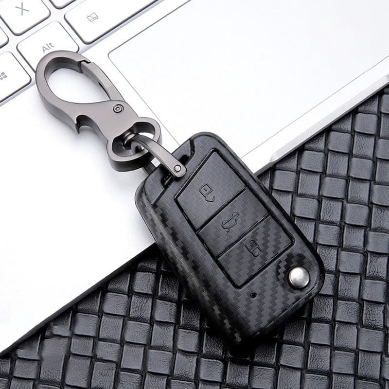 Capa de Chave de Carro em Carbono para VW Bora Jetta Polo Golf 7 4 5 6 Mk5 Mk6 Mk7 Passat B5 T-Roc Tiguan Mk2 2016-2019,