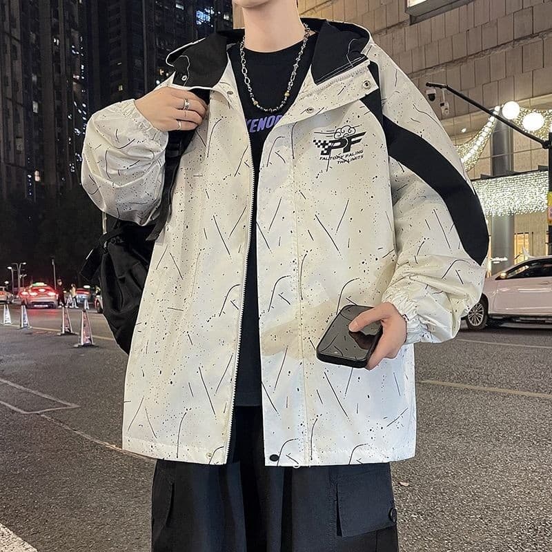 Jaqueta masculina com capuz jaqueta adolescente estudante solto estilo fino jaqueta masculina bonita