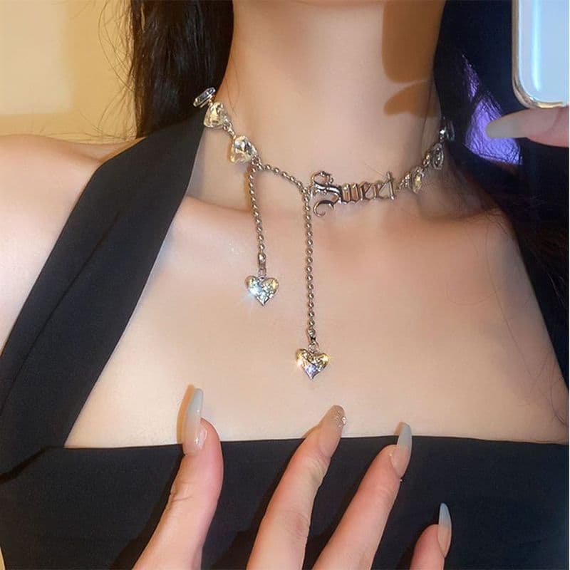 Pronto estoque carta amor borla colar feminino High-End doce legal colar clavícula corrente acessórios 902