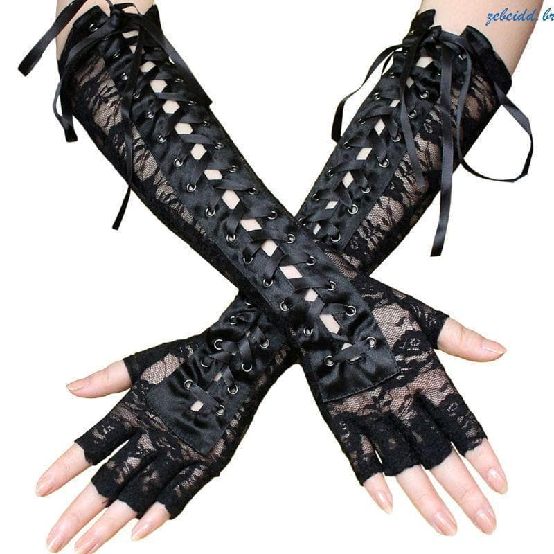 zebeidd Luvas Longas de Renda para Casamento, Halloween, Baile e Festa ME9H
