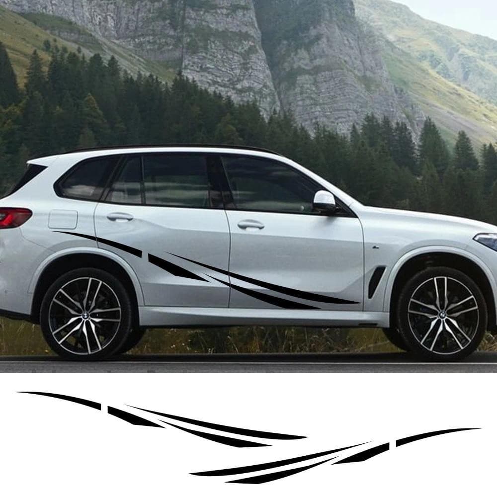 2 Peças Adesivos De Carro Simples Auto Ambos Os Lados Listra Corpo Filme De Vinil Decalques Envoltório Corrida Automóvei