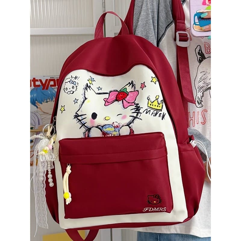 Mori estilo bonito gato impressão mochila novo estilo grande capacidade leve estudante mochila júnior escola primária es