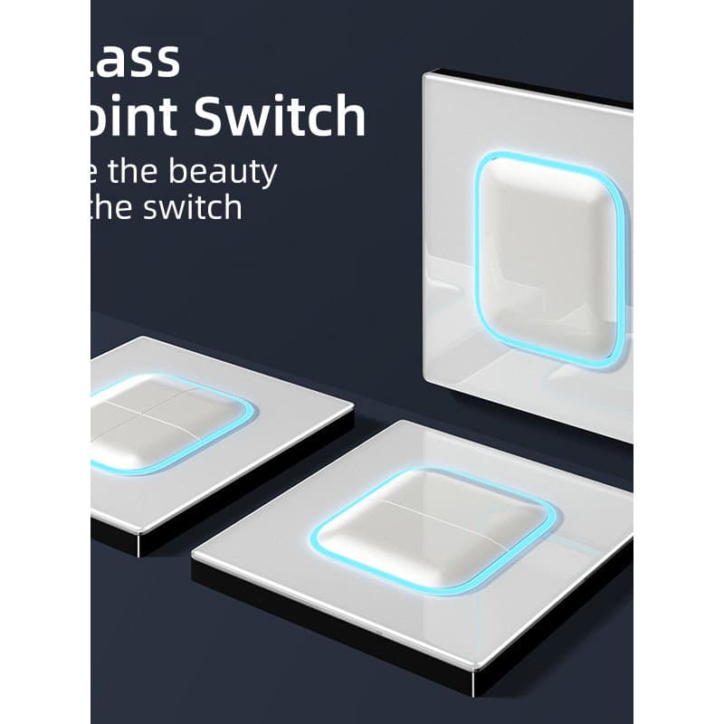 86 Tipo Um Painel LED Branco de Vidro de Controle Duplo Aberto 1Gang2Way Dois Interruptor de Iluminação de Parede Multi-